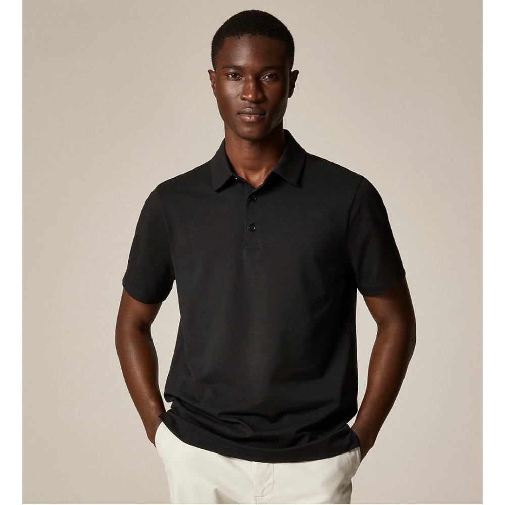 NWT J. Crew Performance Piqué Polo Shirt Short Sleeve Black